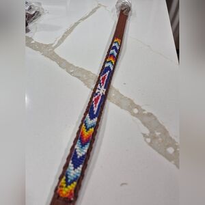 Kids 26"  Beaded Full Grain  Leather Belt.